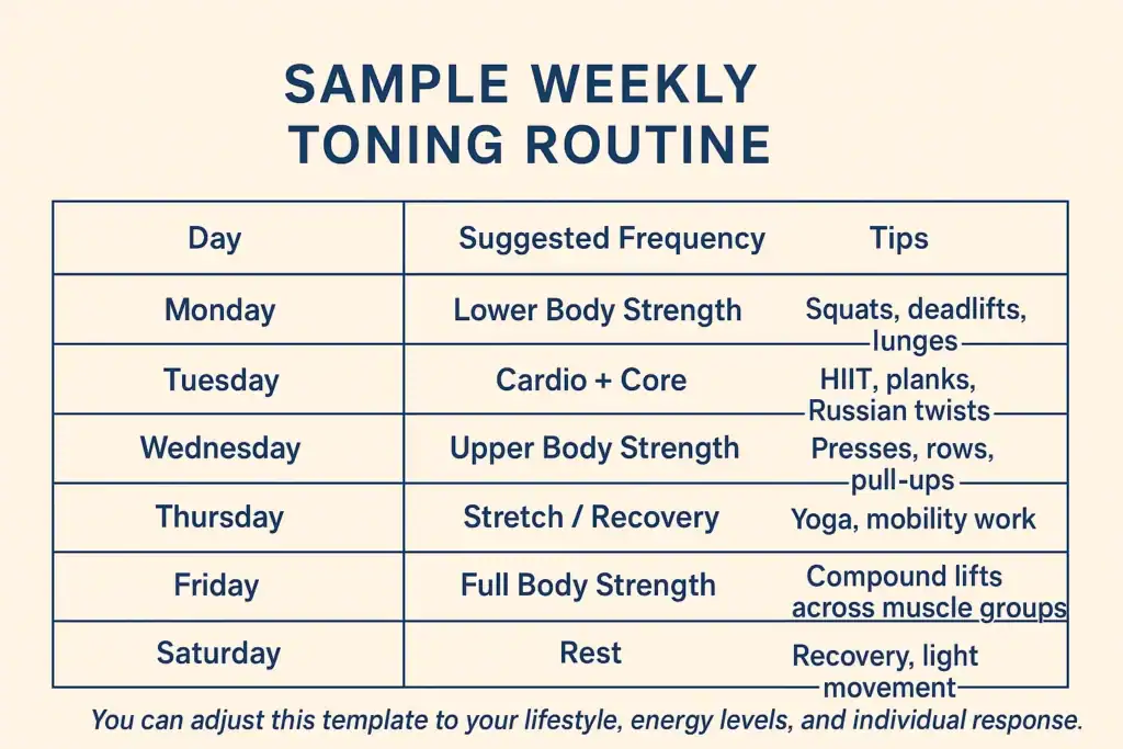 Achieving the Perfect Tone: How Often Should You Exercise for Results? 4 Weekly exercise Loughborough plan graphic