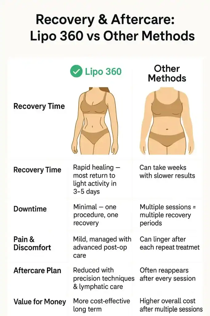Recovery and Aftercare for Fat-Dissolving Surgery 2 Table to show fat dissolving injection aftercare Loughborough
